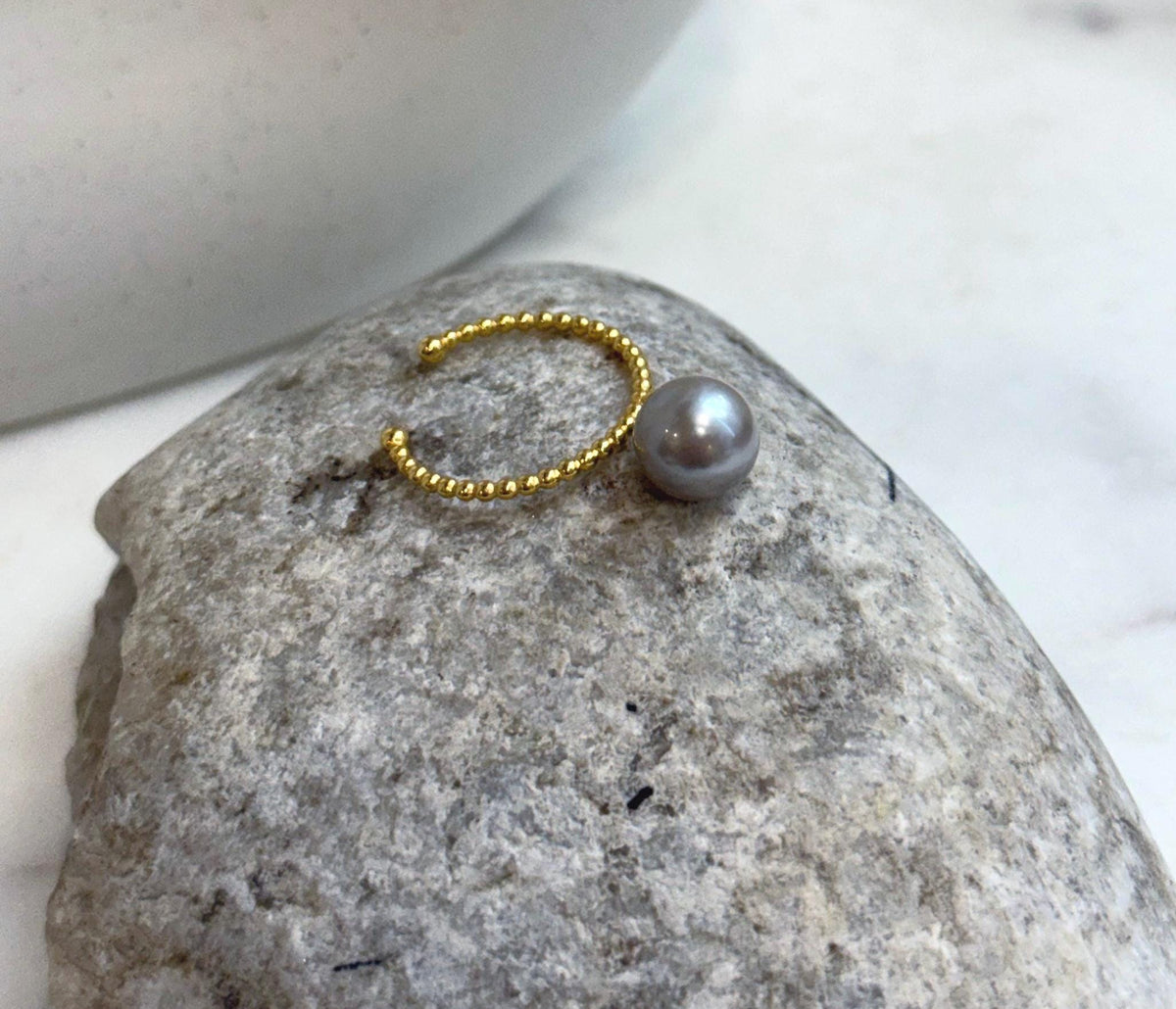 Elly’s 9.3mm Tahitian Ocean Taupe Pearl Ring | Genuine Saltwater Pearl | Extreme Mirror Luster | S925 Sterling Silver | US 5.5+
