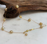 9 South Sea golden pearl satellite necklace