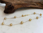 17.7 inch golden pearl necklace