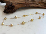 Dainty golden pearl satellite necklace