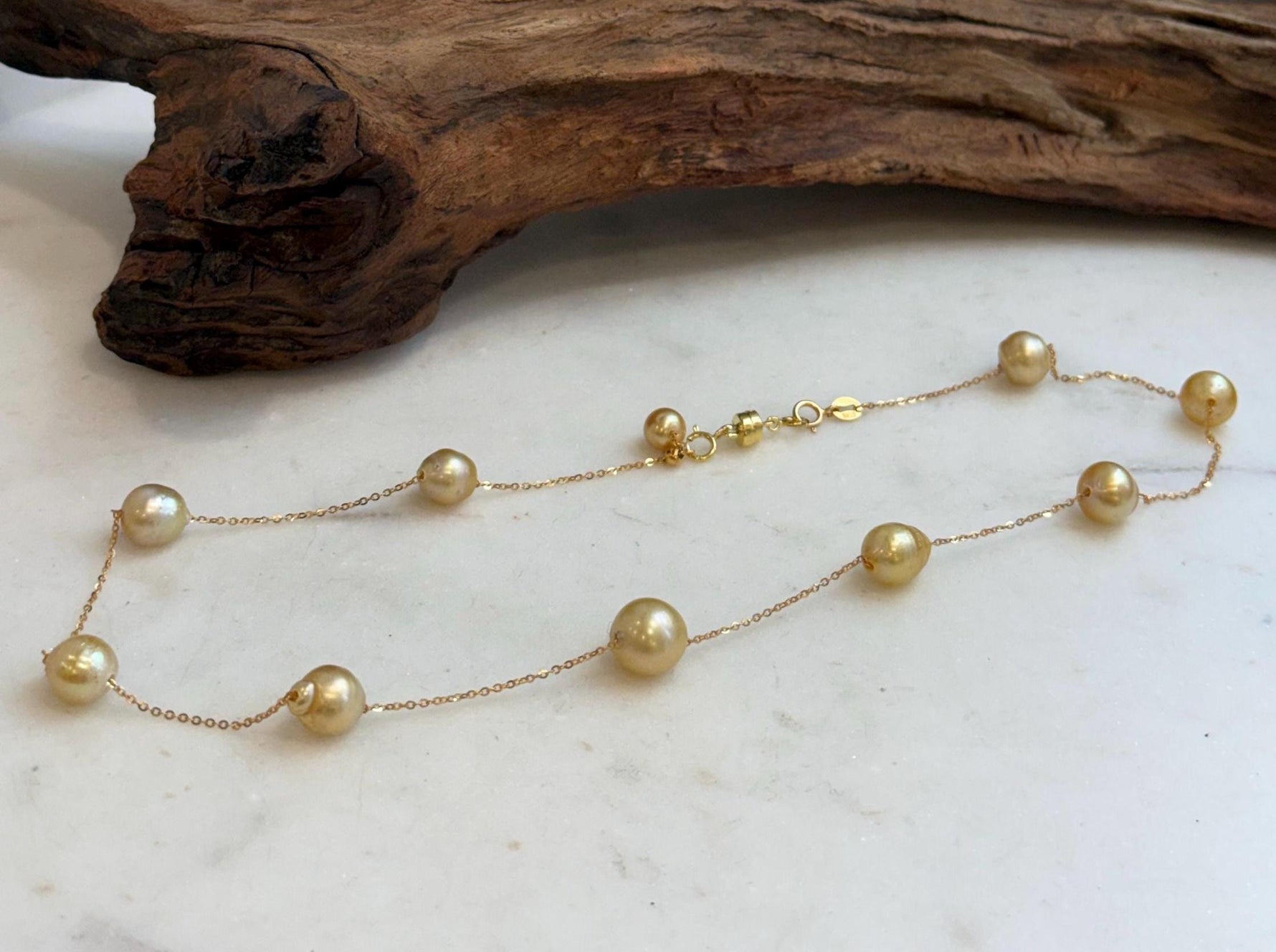 Dainty golden pearl satellite necklace