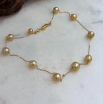Genuine saltwater golden pearl necklace