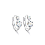 D VVS1 moissanite hoop earrings with four round brilliant cut stones in S925 sterling silver
