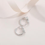 Elegant D color VVS1 moissanite hoop earrings with two stones on each earring