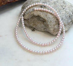 Dainty small freshwater pearl necklace in pale pink