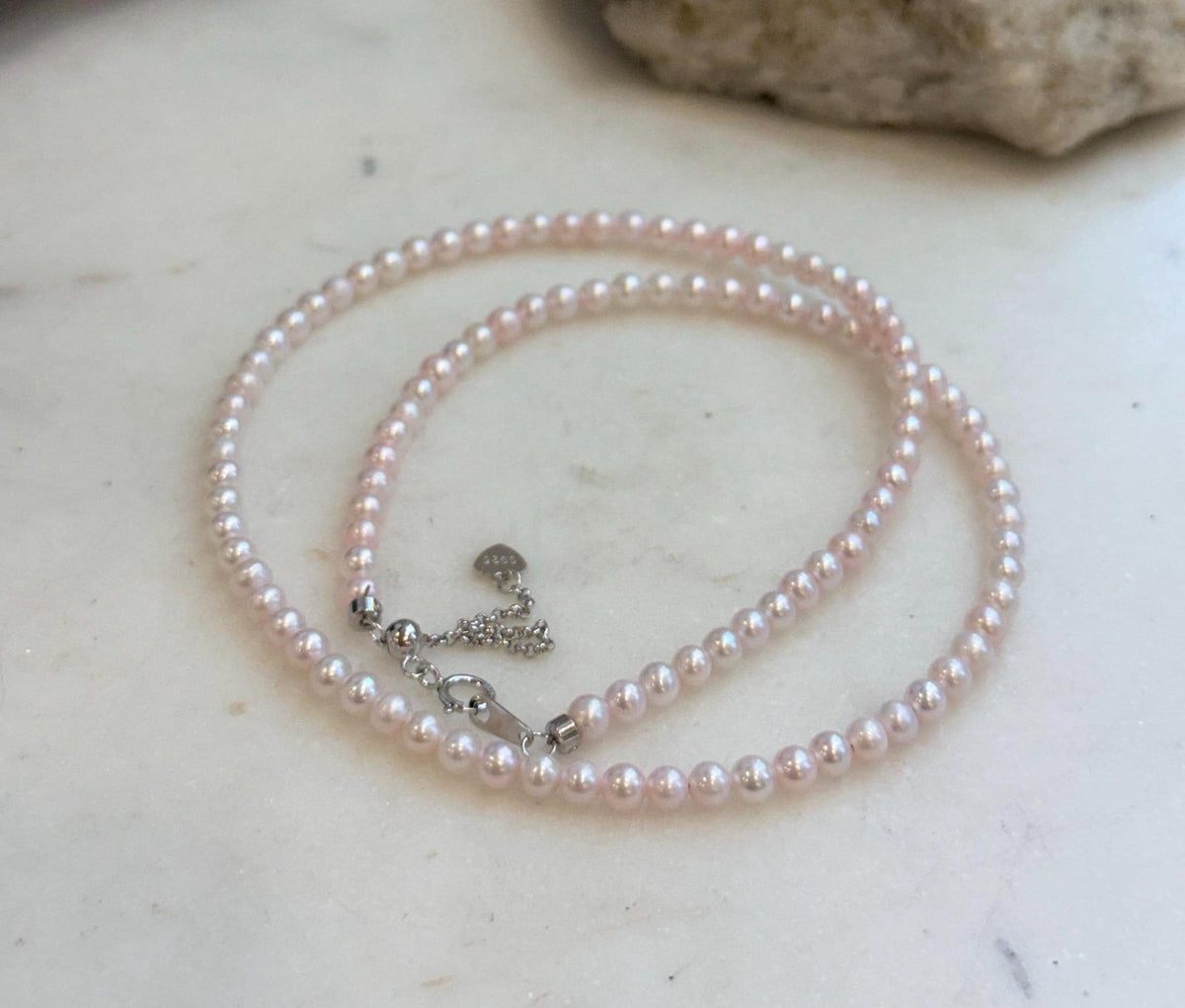Elly’s genuine pale pink freshwater pearl necklace