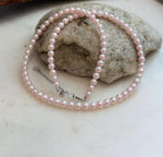 Minimalist pale pink pearl strand with sterling silver clasp