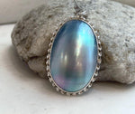 Oversized blue Mabe pearl pendant set in S925 sterling silver