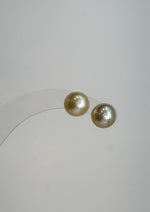 S925 sterling silver stud earrings with genuine South Sea golden pearls