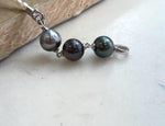 3pcs Tahitian pearl necklace extender with peacock, chocolate and hunter green pearls.