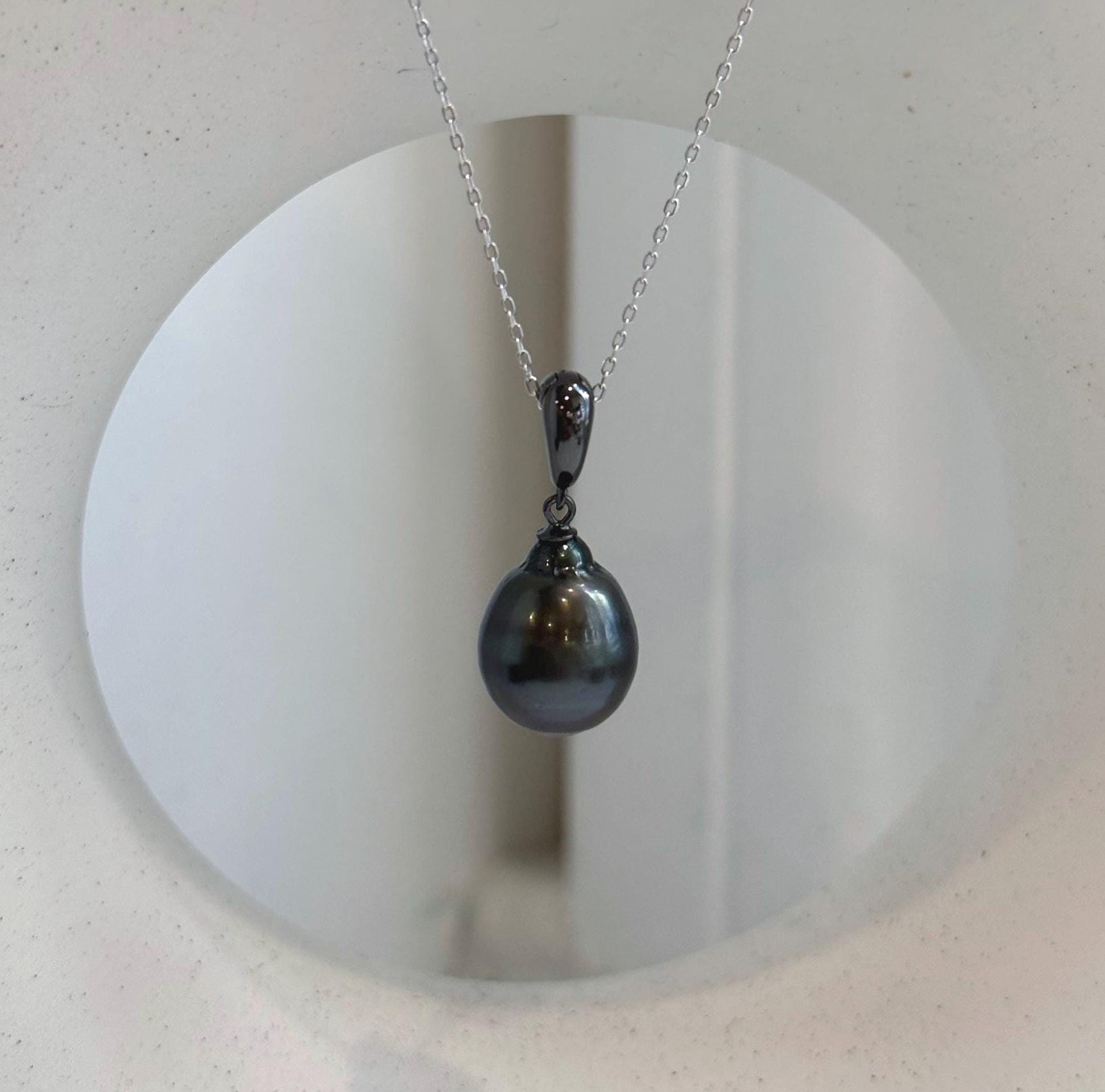 12.2mm Tahitian ocean pearl minimalist pendant in S925 sterling silver