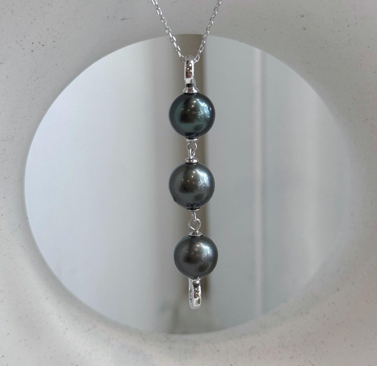 3pcs Tahitian platinum and hunter ocean pearl necklace extender