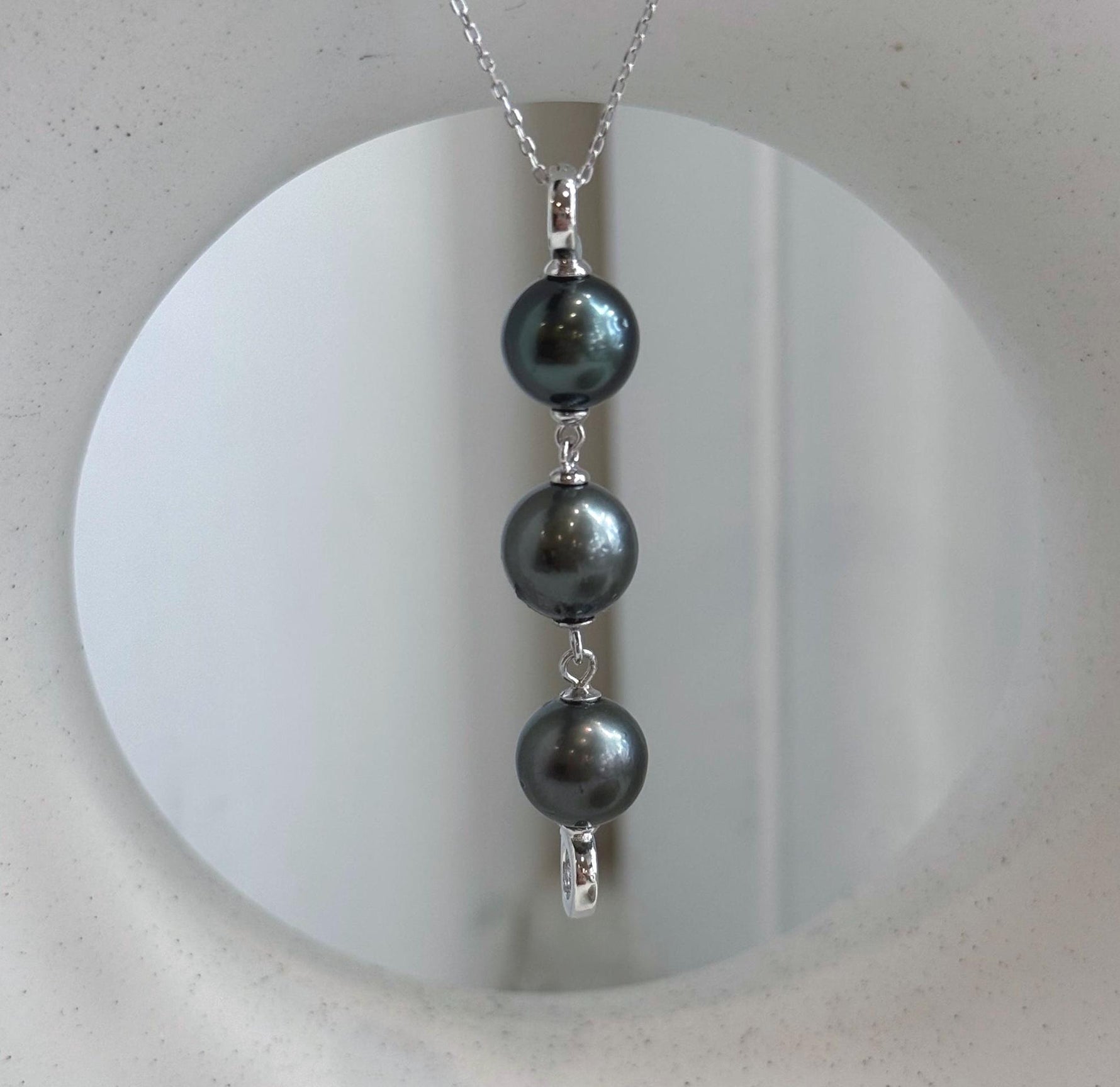 3pcs Tahitian platinum and hunter ocean pearl necklace extender