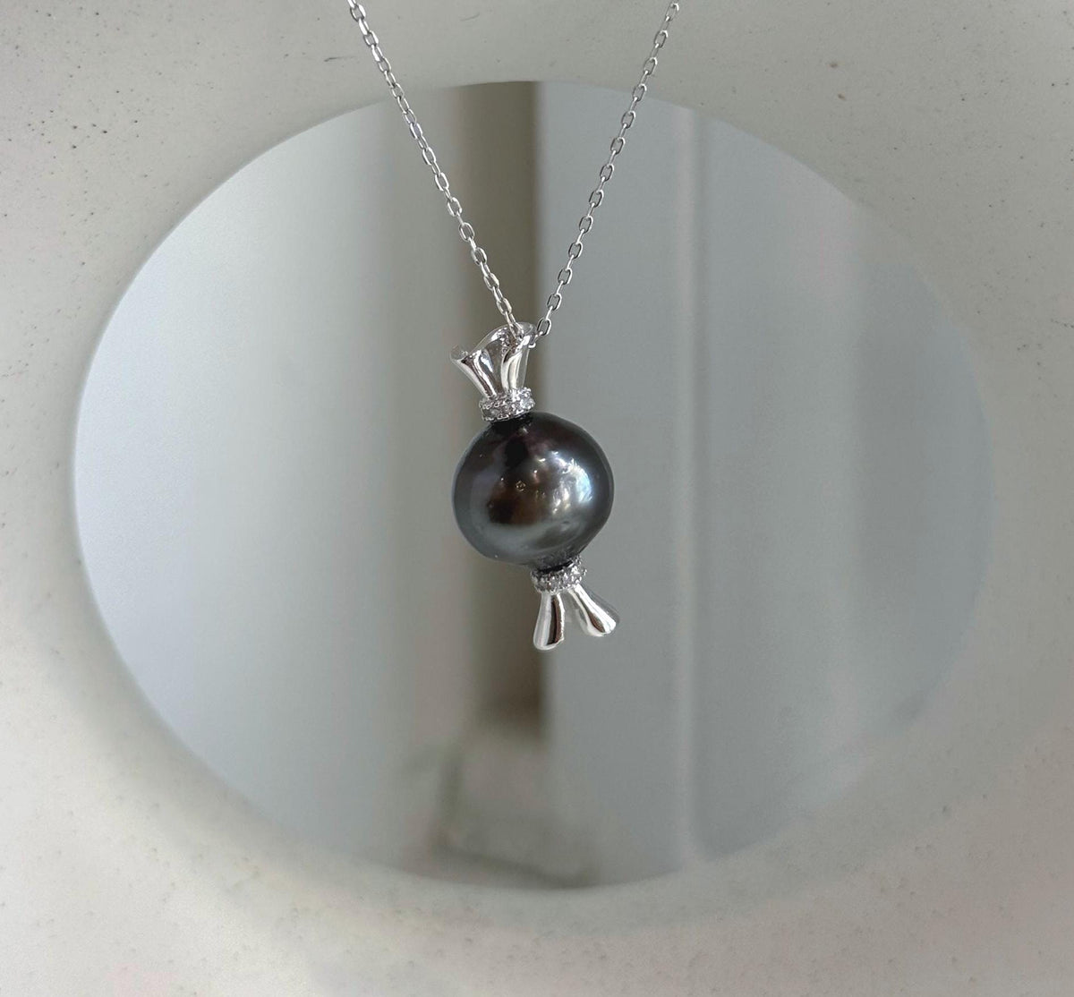 12.3mm Tahitian ocean pearl candy pendant with mirror luster and S925 sterling silver setting
