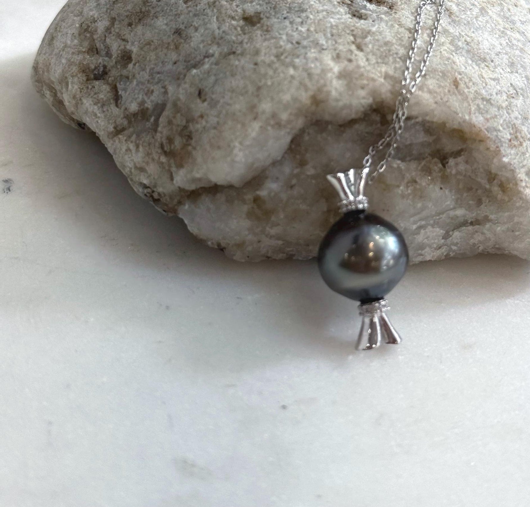 Genuine Tahitian saltwater pearl necklace featuring a large 12.3mm pearl pendant