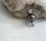 Mirror luster Tahitian pearl candy pendant with elegant sterling silver design