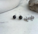 Genuine saltwater pearl studs with detachable S925 silver earring jackets