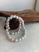 Elly’s 7.7–10.3mm White Silver Freshwater Pearl Necklace Choker | Extreme Mirror Luster | Hand Knotted | 17.4” | S925 Silver