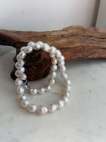 Elly’s 7.7–10.3mm White Silver Freshwater Pearl Necklace Choker | Extreme Mirror Luster | Hand Knotted | 17.4” | S925 Silver