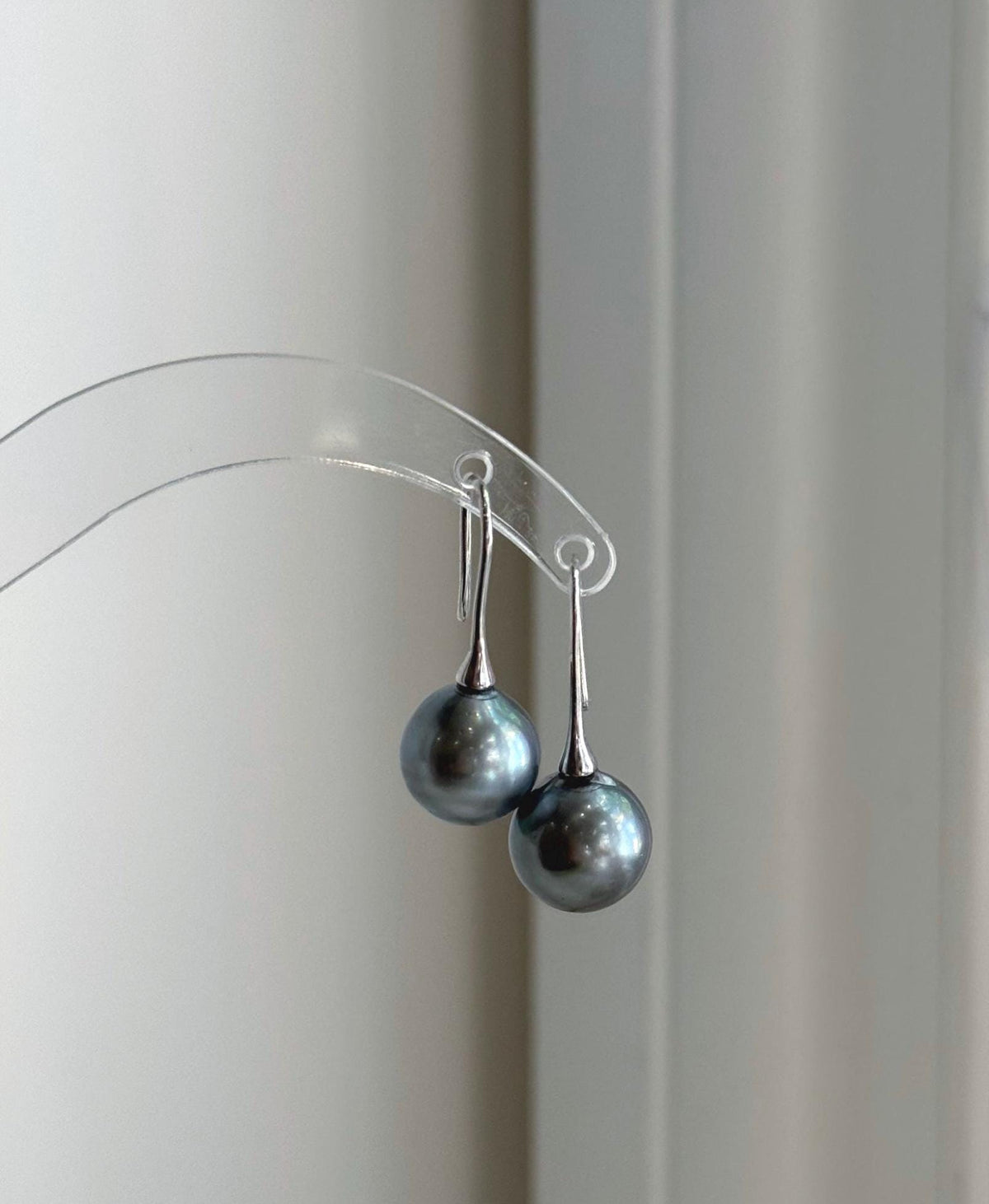 Tahitian pearl drop earrings with stylish sterling silver hooks