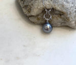 S925 sterling silver lyre pendant with Tahitian platinum pearl