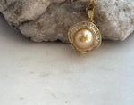 High luster South Sea golden pearl necklace pendant with gold plated sterling silver