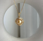South Sea deep tea golden pearl pendant with rich warm golden color and high luster