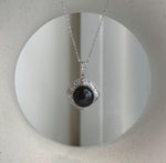 Tahitian black pearl vintage pendant with mirror luster and sterling silver setting