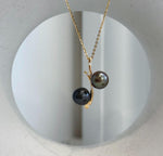 Elegant double Tahitian pearl pendant with rich natural ocean pearl colors