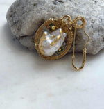 Extreme luster freshwater baroque pearl brooch pendant featuring a beautiful natural irregular pearl shape.