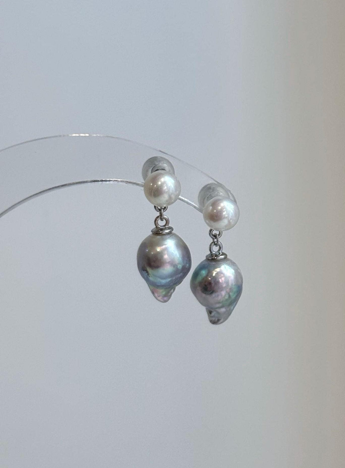 Genuine Akoya saltwater and freshwater pearl drop earrings in elegant white