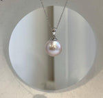 13.9mm huge Edison light rose pearl pendant with extreme luster and minimalist S925 sterling silver setting