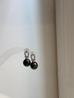 Luxury Tahitian pearl earrings set in S925 sterling silver with beautiful dark peacock hunter tones.