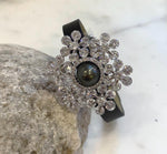 Tahitian platinum ocean pearl snowflake leather strap bracelet with extreme mirror luster