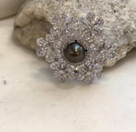 Tahitian pearl snowflake brooch and leather bracelet convertible 2-in-1 design