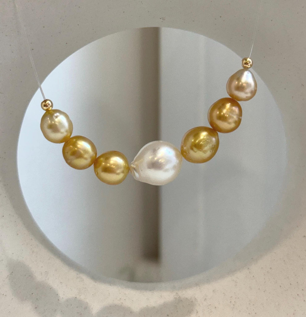 Seven pearl South Sea saltwater necklace with beautiful graduated pearl sizes and high natural luster