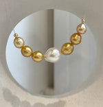 Seven pearl South Sea saltwater necklace with beautiful graduated pearl sizes and high natural luster