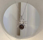 Genuine Tahitian ocean pearl spider pendant with platinum color pearl and copper setting