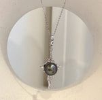 10.9mm Tahitian peacock hunter pearl molten lava pendant with genuine saltwater ocean pearl