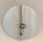 10.1mm Tahitian platinum pearl eye pendant with extreme luster and unique Halloween design