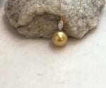 Elegant genuine South Sea saltwater pearl pendant crafted in 18K real gold with exceptional mirror luster.