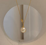 Luxury South Sea gold pearl pendant necklace paired with a delicate S925 sterling silver chain.