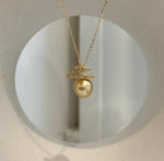 10.3mm South Sea deep tea golden pearl pendant necklace with geometric sterling silver design
