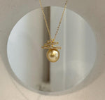 Genuine saltwater South Sea golden pearl pendant with rich deep tea color and strong luster