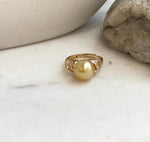 Minimalist South Sea golden pearl ring with adjustable gold plated S925 sterling silver band