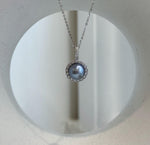 9.1mm Akoya platinum pearl halo pendant necklace with extreme mirror luster and S925 sterling silver setting