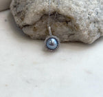 Akoya platinum pearl necklace with elegant halo design and sparkling sterling silver setting