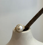 Sterling silver statement ring featuring a genuine South Sea white pearl