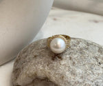 Classic South Sea pearl ring with smooth white surface and strong luster