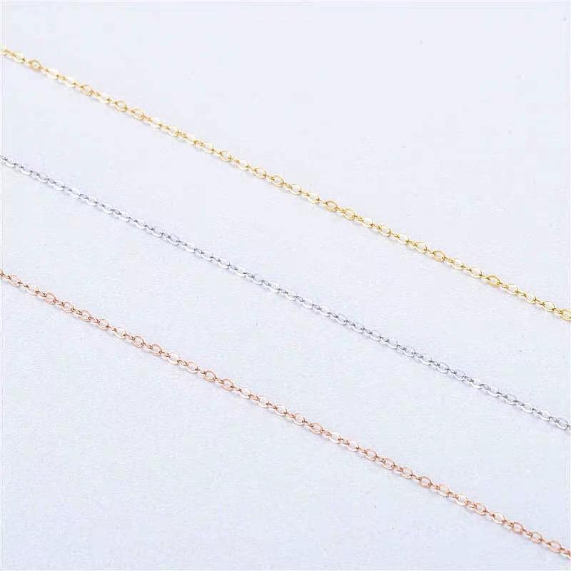 Minimalist 18K solid gold chain necklace with a lightweight fine-link design.